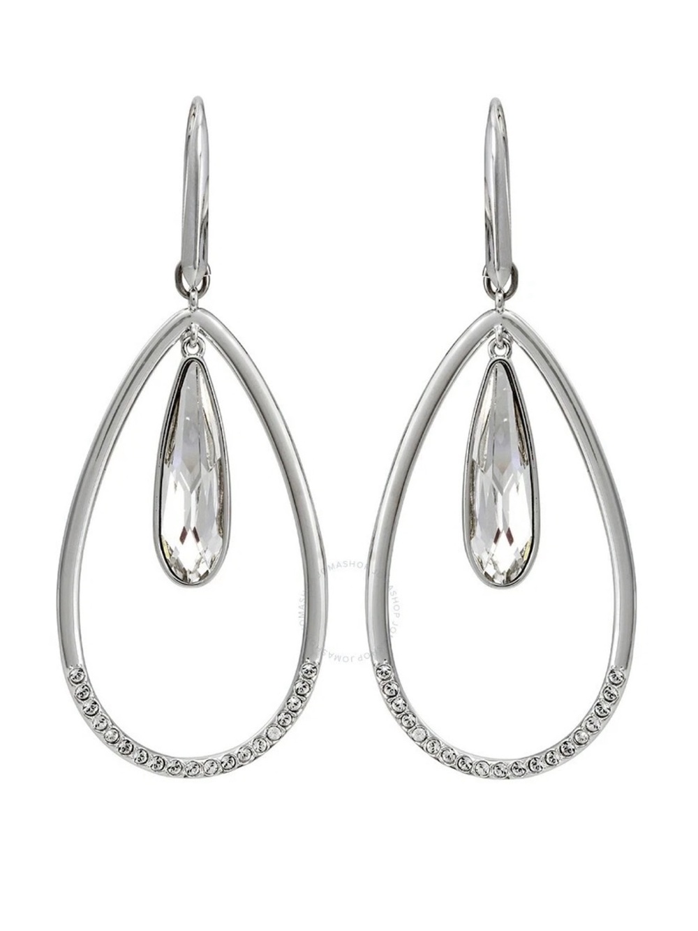 Swarovski Clear Crystal Teardrop Hoop Dangle Earrings called Lisanne